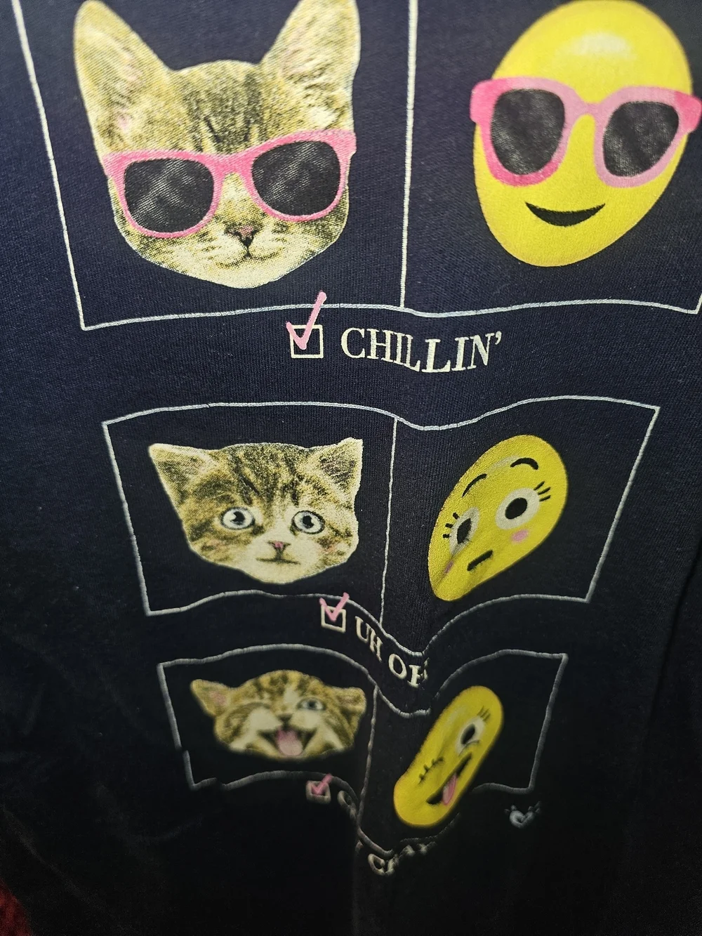 Justice Girls Navy Cat & Emoji Graphic Tee - Size 12